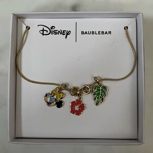 Disney BaubleBar Minnie Mouse Sunglasses/Summer Flower/Palm Leaf Charm Necklace